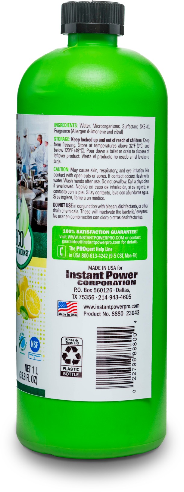 Instant Power Professional Commercial Drain Cleaner: Jug, 1 gal, Liquid, Lemon 8881